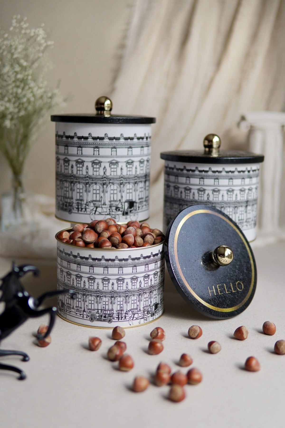 Yuvarlak Kutu Ø140, Topuz Kulp, 3 lü Set