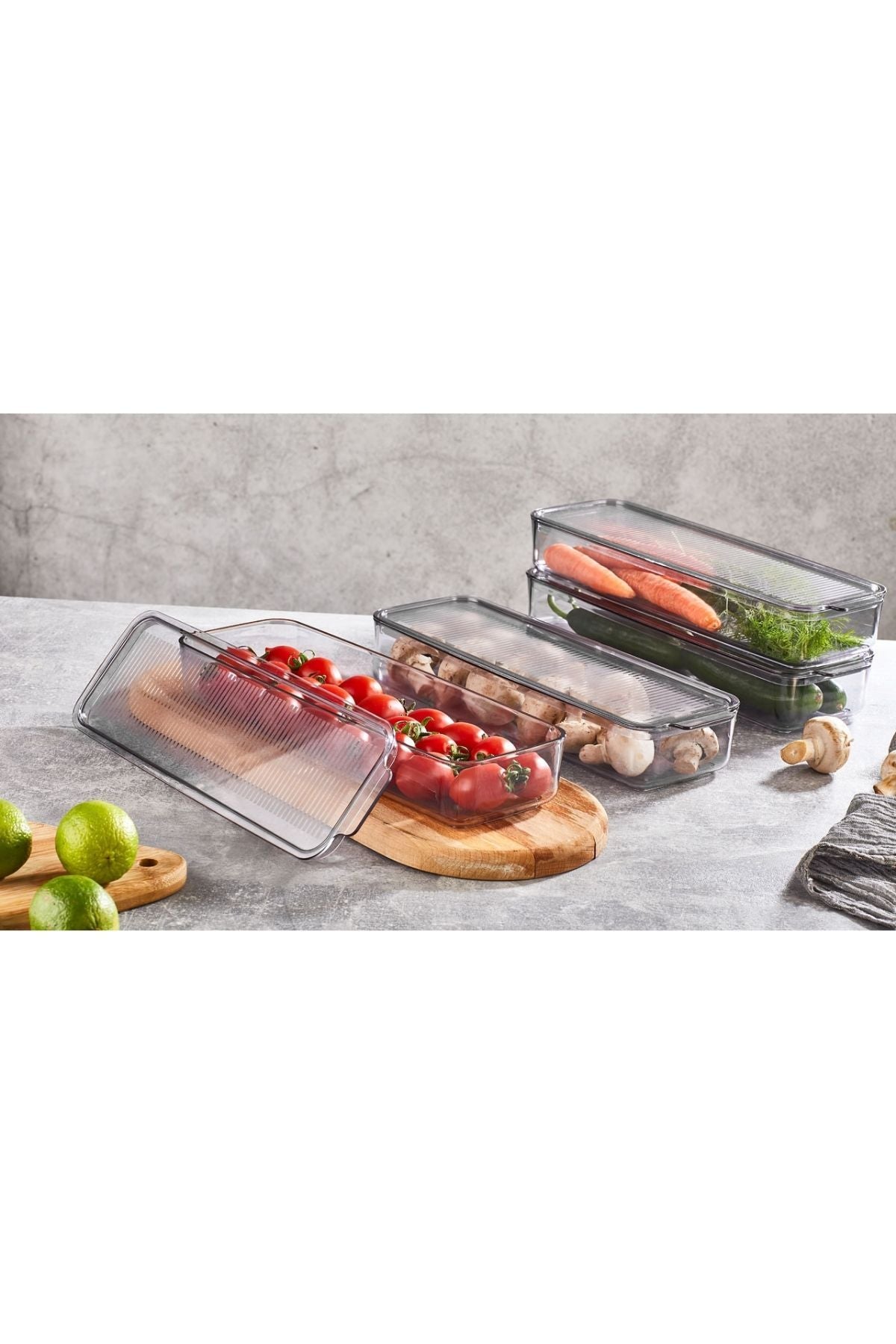 Mina Organizer Plastik Raf, Şeffaf Füme Kapaklı 4 x 750 ml