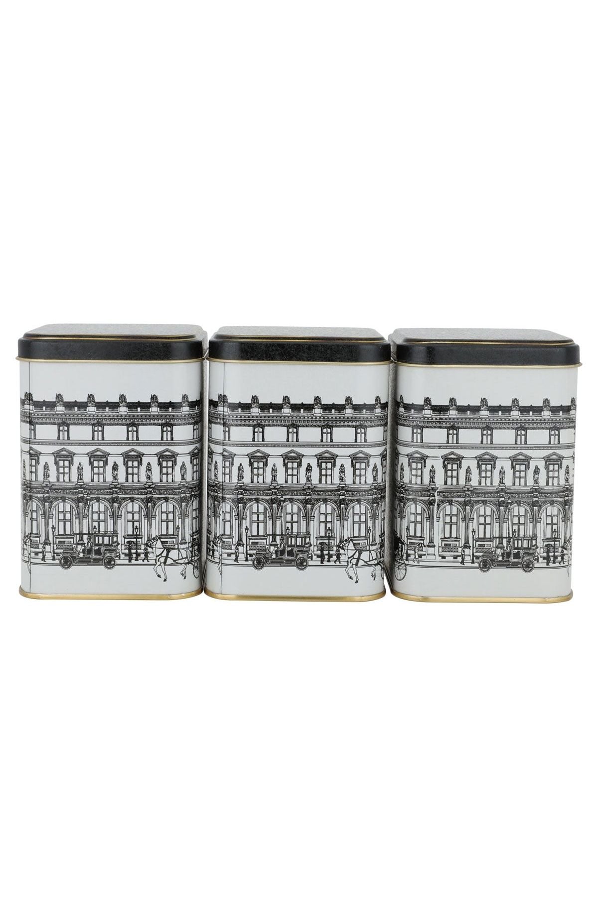 Kare Metal Saklama Kabı 8.7 cm x 8.7 cm X 12.5 cm, 3 Lü Set, City
