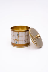 Bird Cage Desenli Yuvarlak Metal Saklama Kabı, Erzak Saklama Kabı - 14 Cm X 12,5 Cm Er142-t7