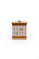 Er023-t7 Bird Cage Desenli Kare Metal Saklama Kabı 12x12 Cm
