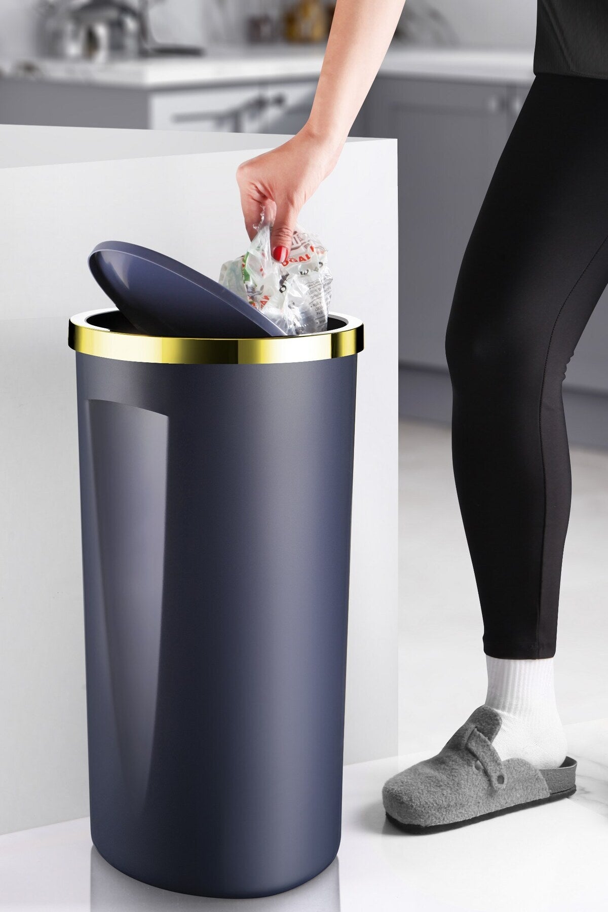 Prima Nova Lenox 35 LT Çöp Kovası - Lacivert / Altın