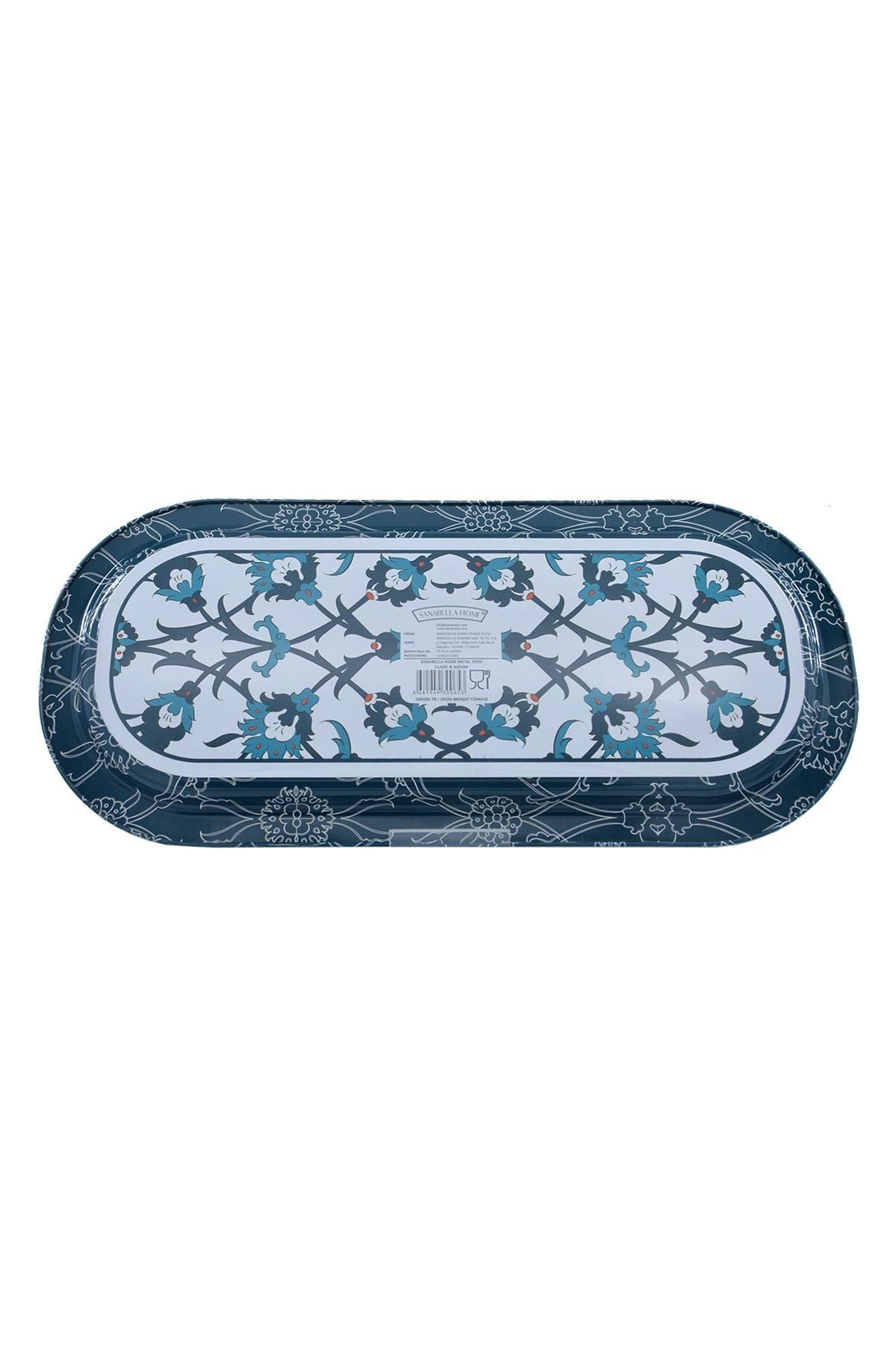 Ef168-t4 Sn_turkish Design Desenli Oval Tepsi 16x35 Cm