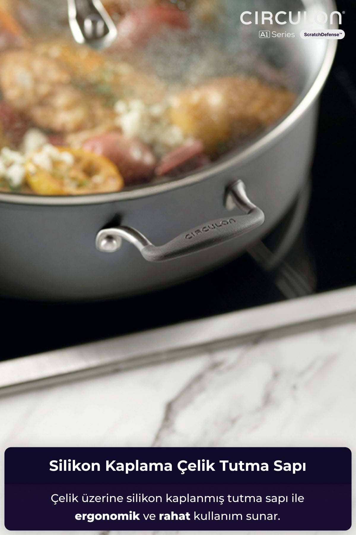 Cam Kapaklı Sığ Tencere 28 CM