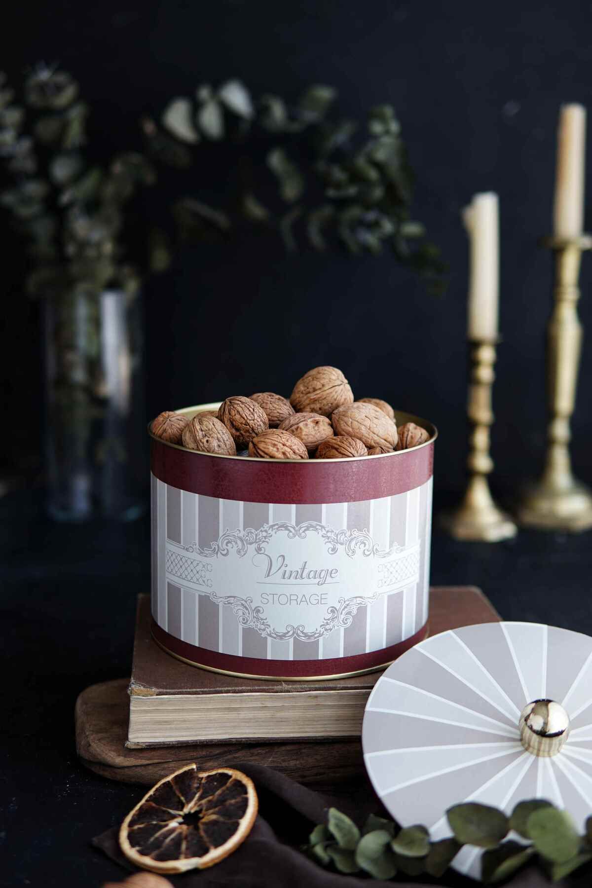 Metal Çok Amaçlı Dokulu Saklama Kabı, Dekoratif Saklama Kutusu 14 Cm, Elegance Er141-8b