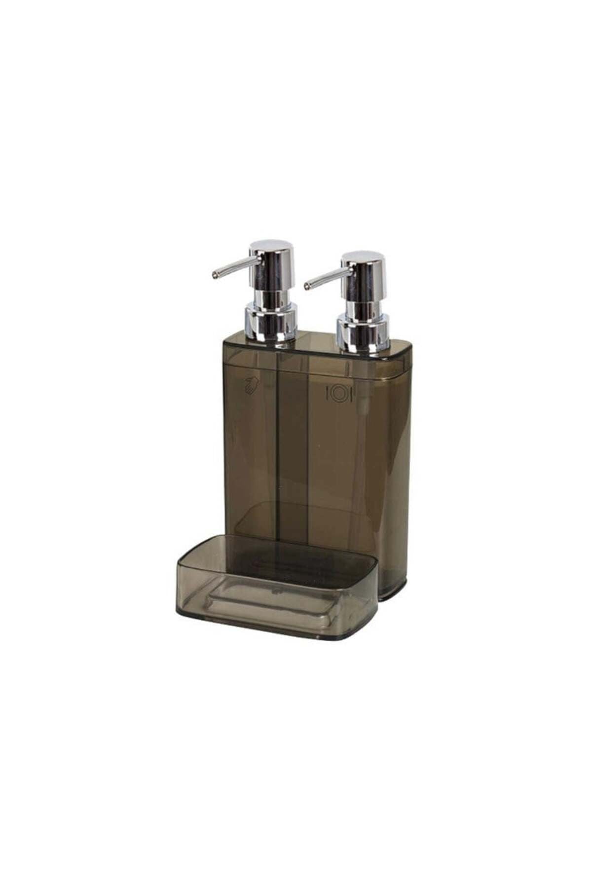 Primanova M-E10-25 Viva 2'Li Sıvı Sabunluk Süngerli Şeffaf Siyah