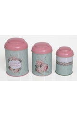 Efc10-c4 101_vintage Flowers Desenli Silindir Metal Saklama Kabı 12 Cm