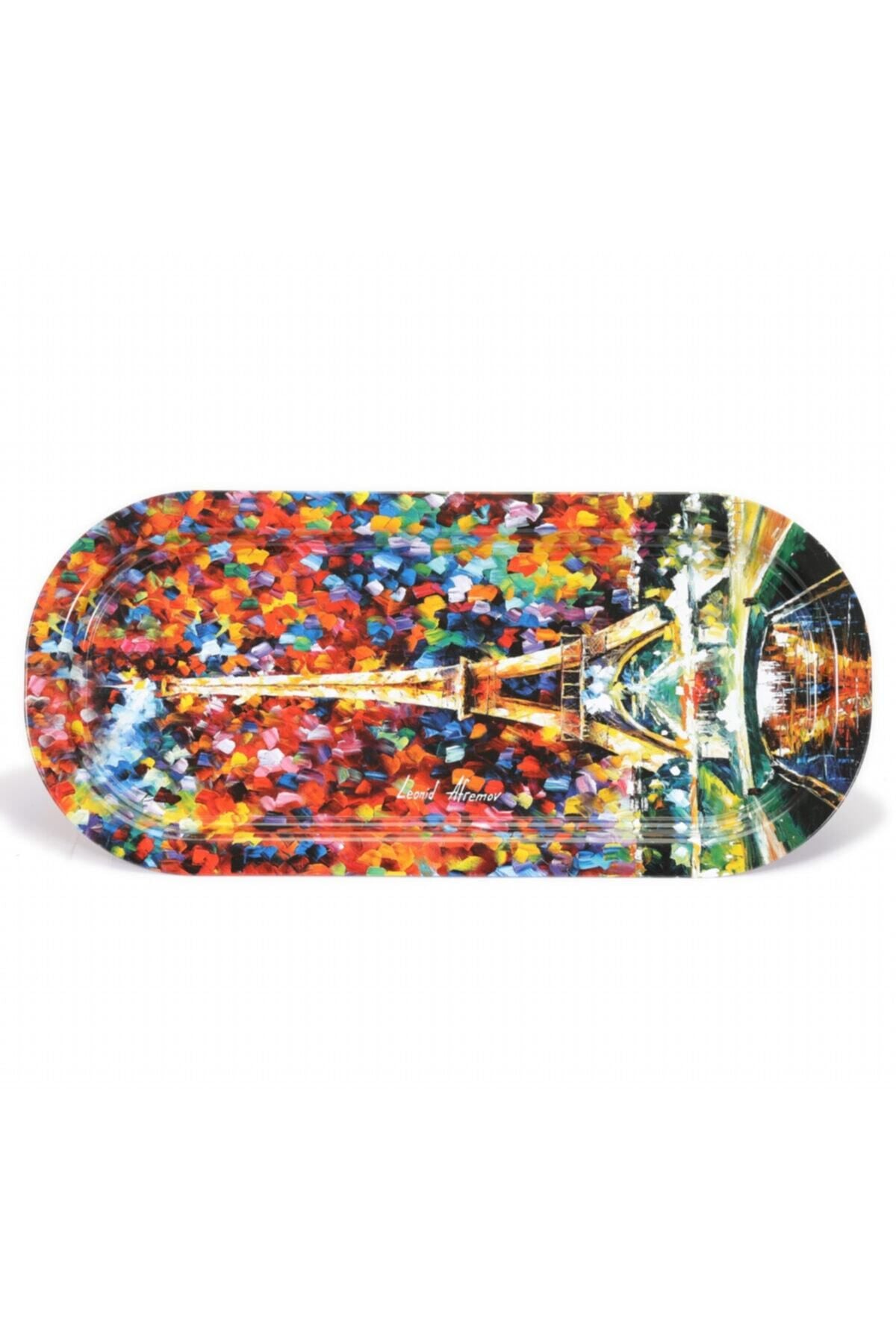 Ef168-02 Afremov Paris Desenli Oval Tepsi 16x35 Cm