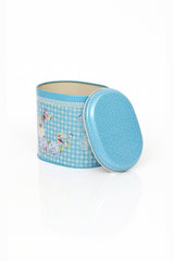 Ef004-d9 Blooming Blue Desenli Oval Metal Saklama Kabı 11x15 Cm