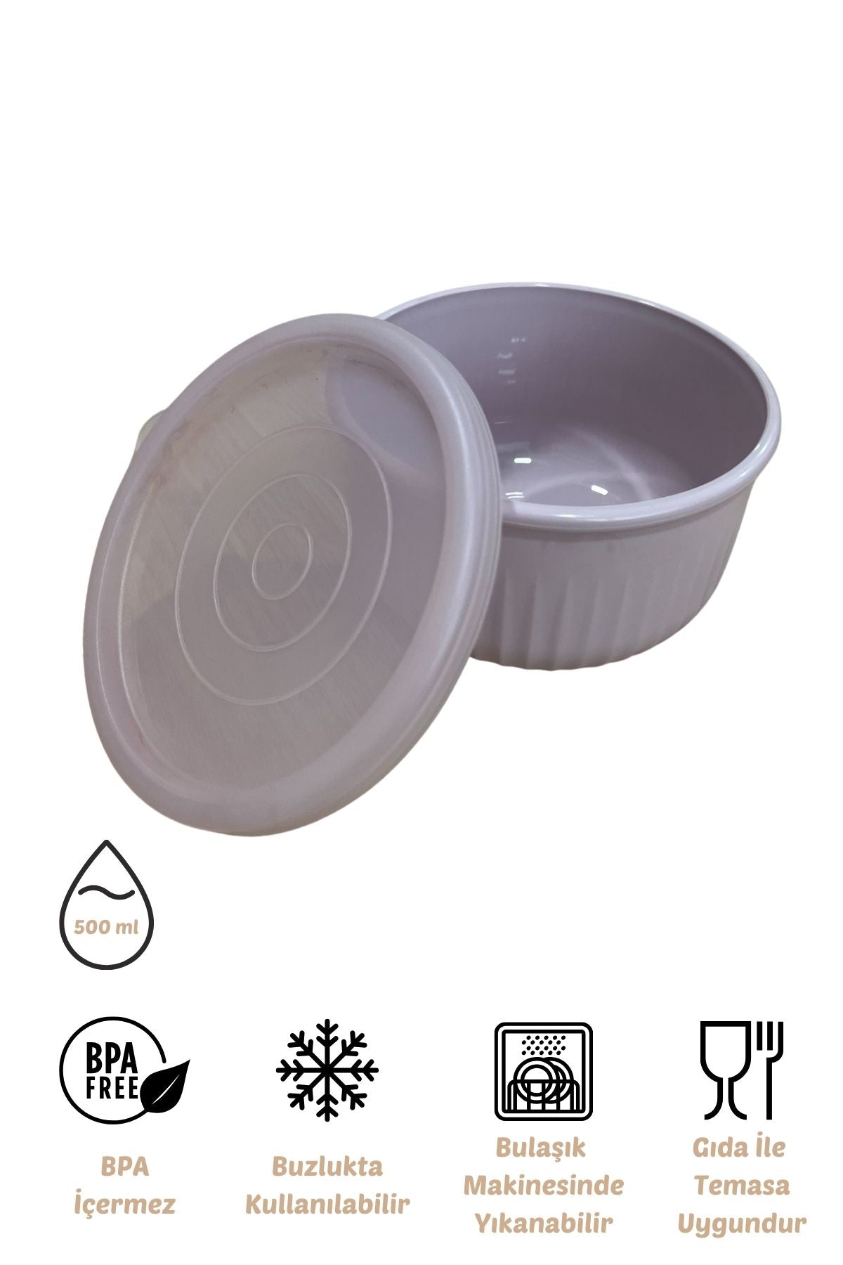 x VipAhmet Vakumlu Saklama Kabı, 0,50 lt, Açık Pembe