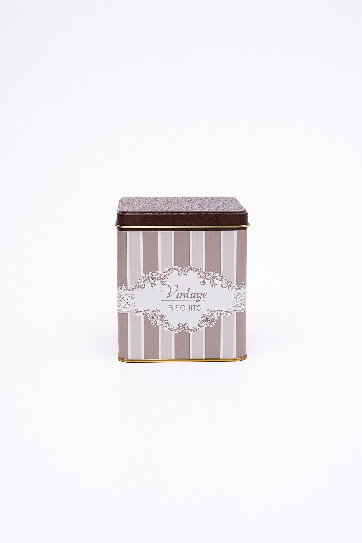 Er024-3j Elegance Biscuits Desenli Kare Metal Saklama Kabı 12x12 Cm