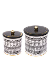 City Desenli Metal Saklama Kabı 2'li Set 2.1 Litre + 4.1 Litre Erb48t9