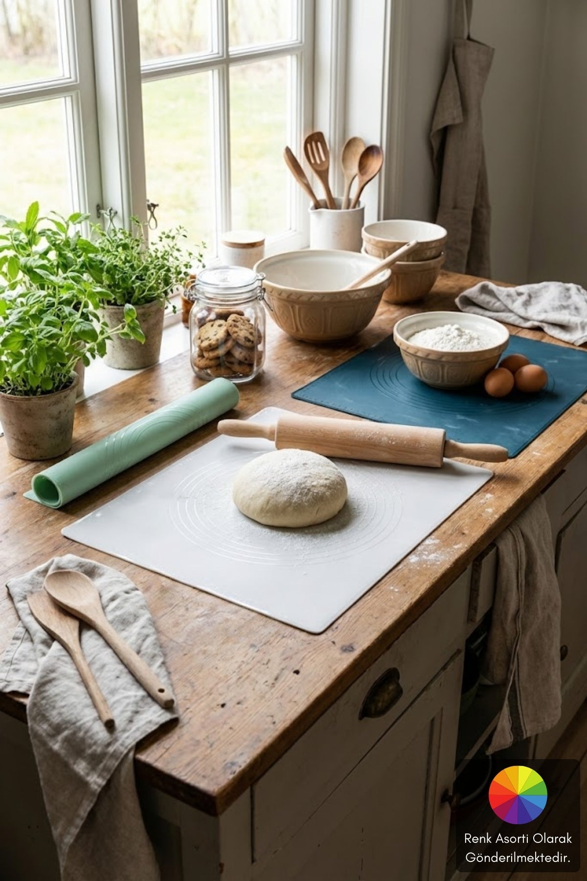 Ölçülü Hamur Açma Matı , Platinium Silikon, 42x35 cm