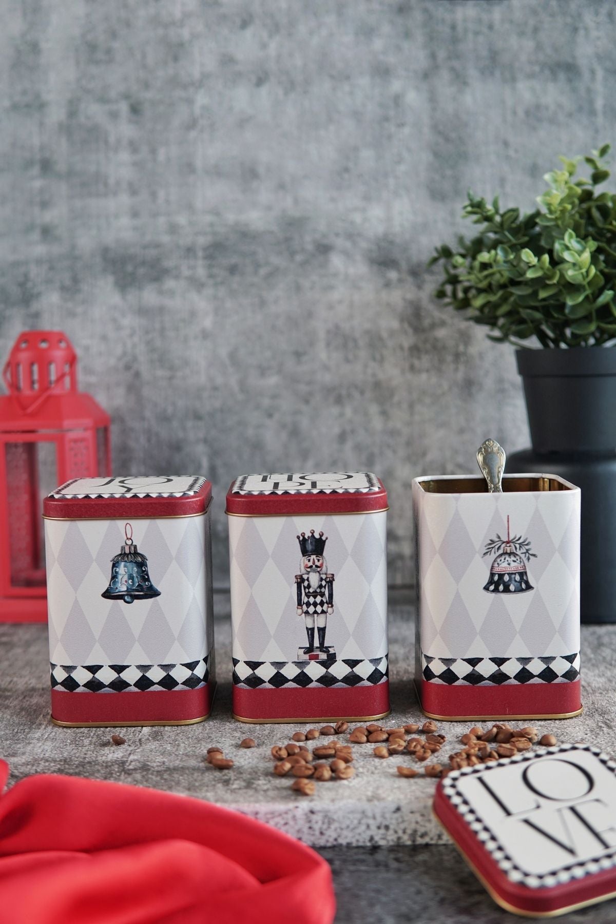 Kare Metal Saklama Kabı 8.7 x 8.7 X 12.5 cm, 3 Lü Set, Mckenzie