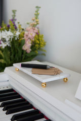 Beyaz Mermer Dikdörtgen Sunum Tabağı 24x12 cm | Çok Amaçlı Dekoratif Stand