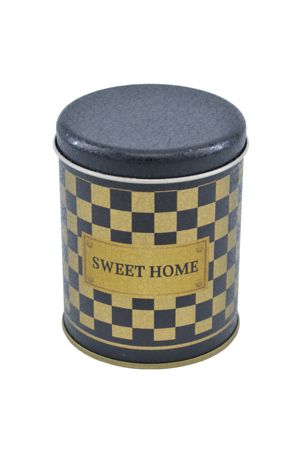Evle Yuvarlak Kutu, Ø90x110 mm, 0,6 lt, Checkers Blue_Swt Home