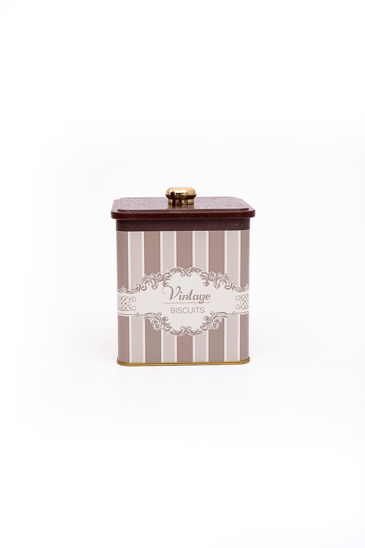 Er023-3j Elegance Biscuits Desenli Kare Metal Saklama Kabı 12x12 Cm