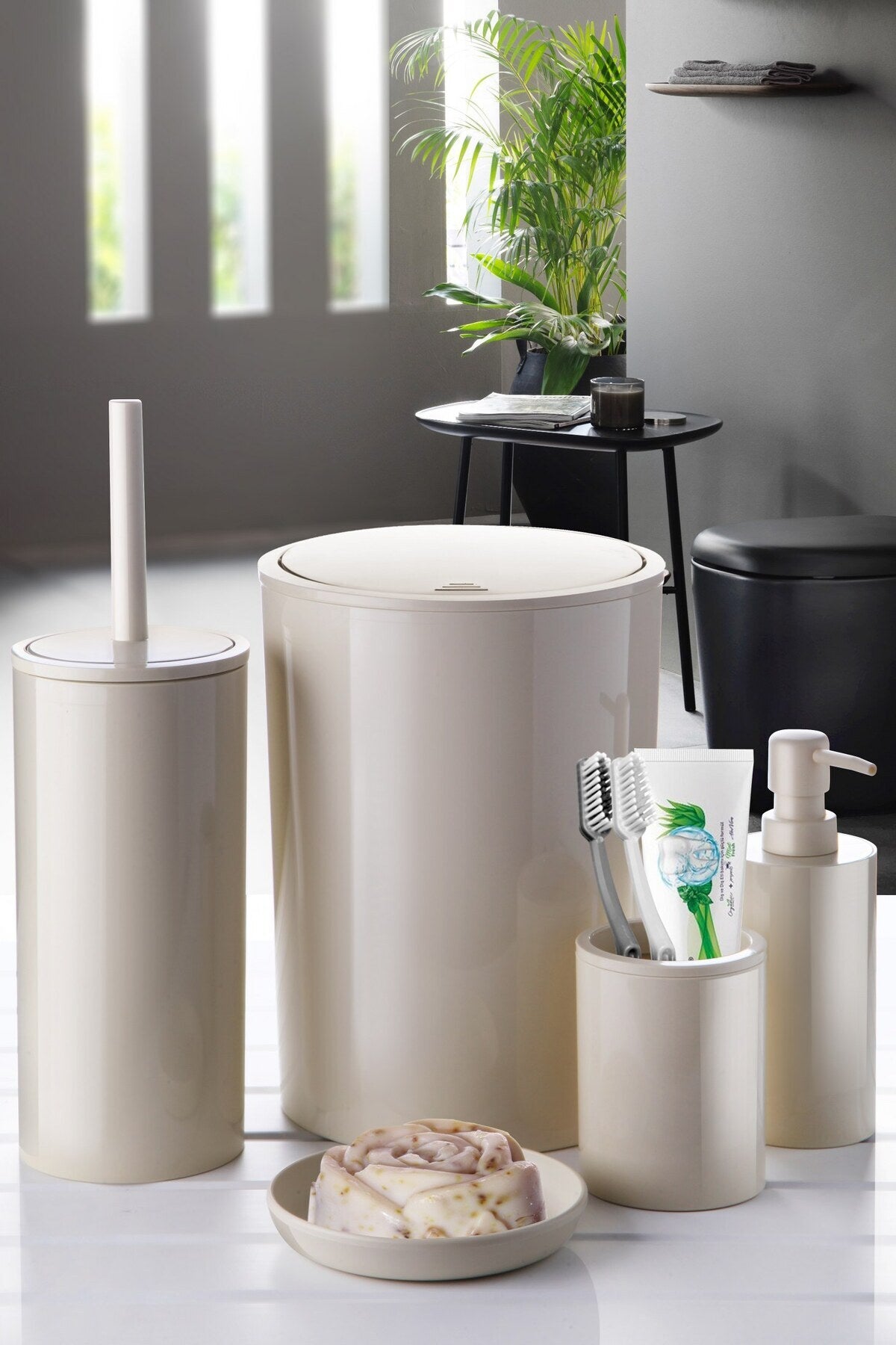 Flores 5'li Banyo Seti - Bej