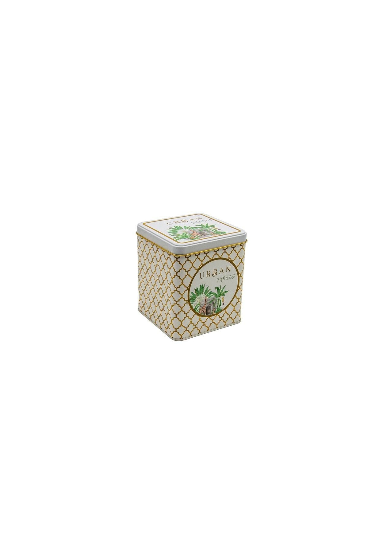 Er024-7ı Forrest Yellow Urban Desenli Kare Metal Saklama Kabı 12x12 Cm