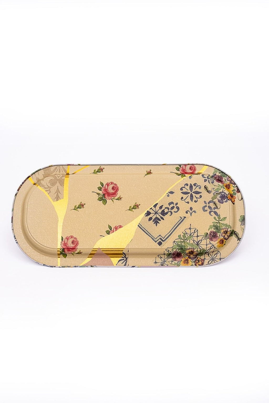 Ee168-u5 Kint Sugi Desenli Oval Tepsi 16x35 Cm