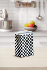 Ef043-g8 Checkers Black Desenli Dikdörtgen Metal Saklama Kabı 8x10 Cm