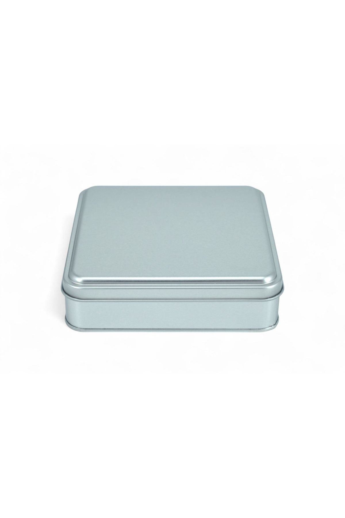 158x158x47 mm Metal Kapaklı Baskısız Metal Kutu, Mat Silver, 72 Adet