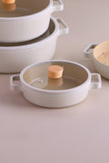 Neoflam Fika Cam Kapaklı Alüminyum Sahan 18 CM - Bej