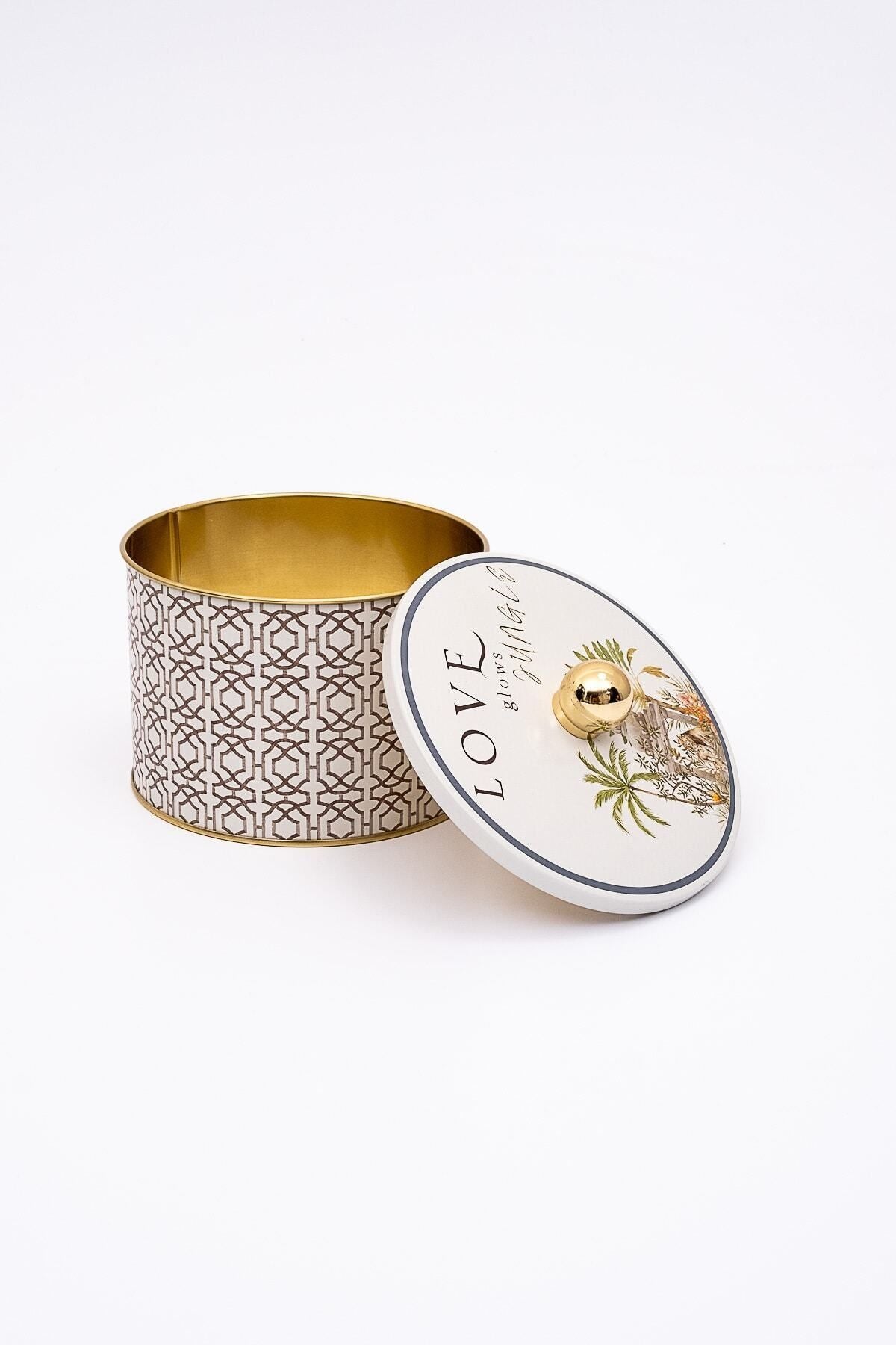 Metal Çok Amaçlı Dokulu Saklama Kabı, Dekoratif Saklama Kutusu 14 Cm, Forrest Er141-2g