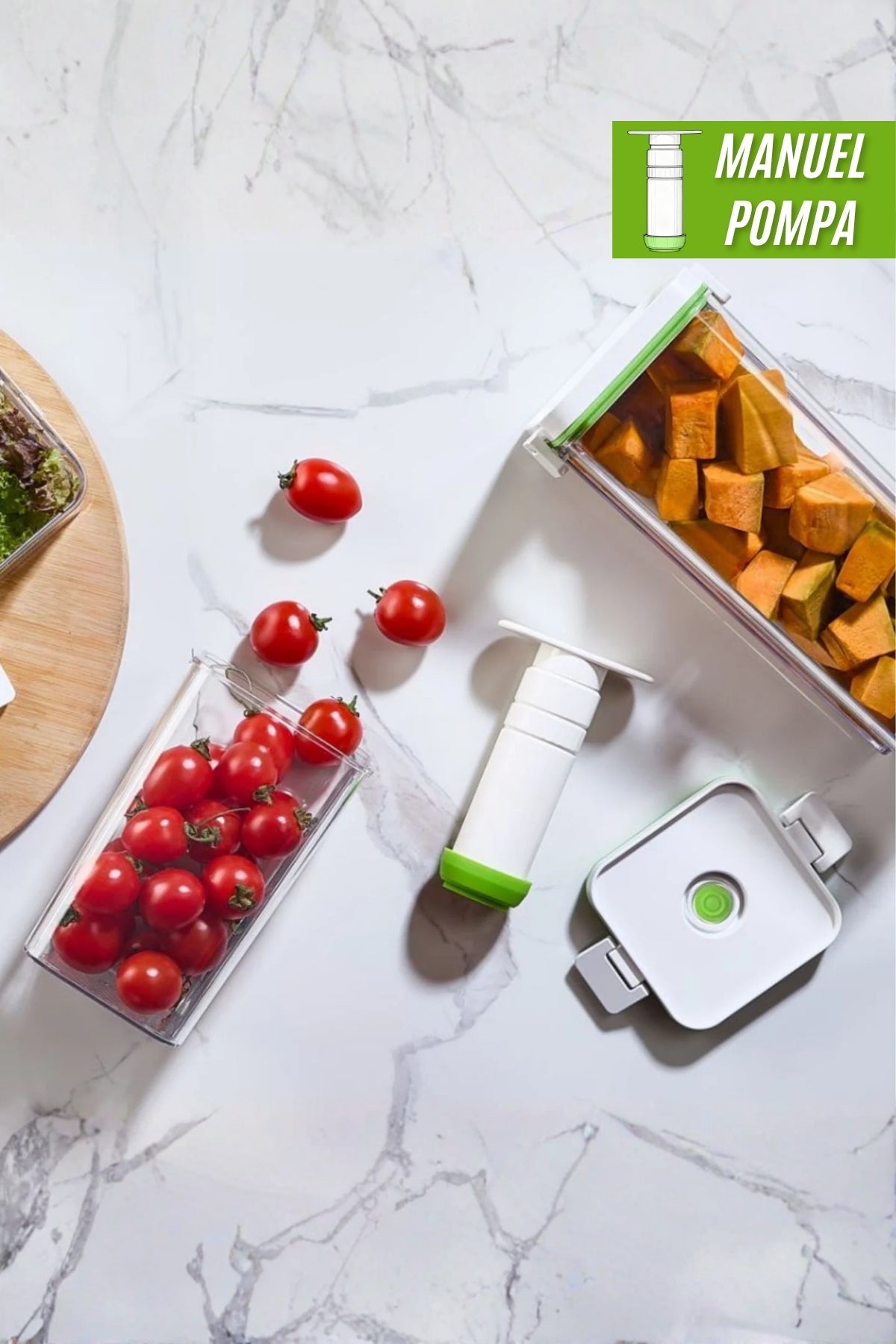 Evle Manuel Pompalı 3 Parça Saklama Kabı Seti 2 lt + 1,3 lt + 0,5 lt