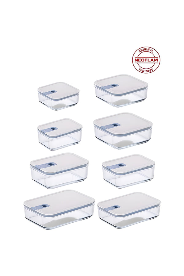 Neoflam Perfect Seal 8 Parça Cam Saklama Kabı Bej