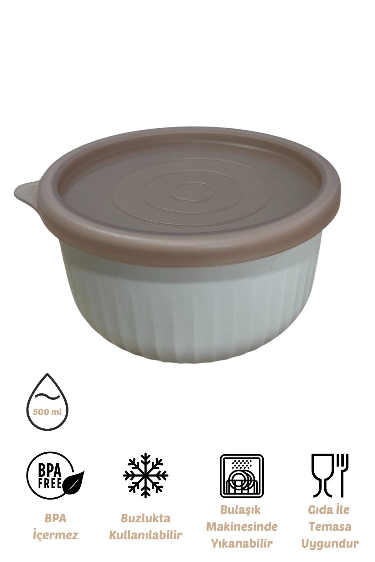 x VipAhmet Vakumlu Saklama Kabı, 0,50 lt, Kumsal