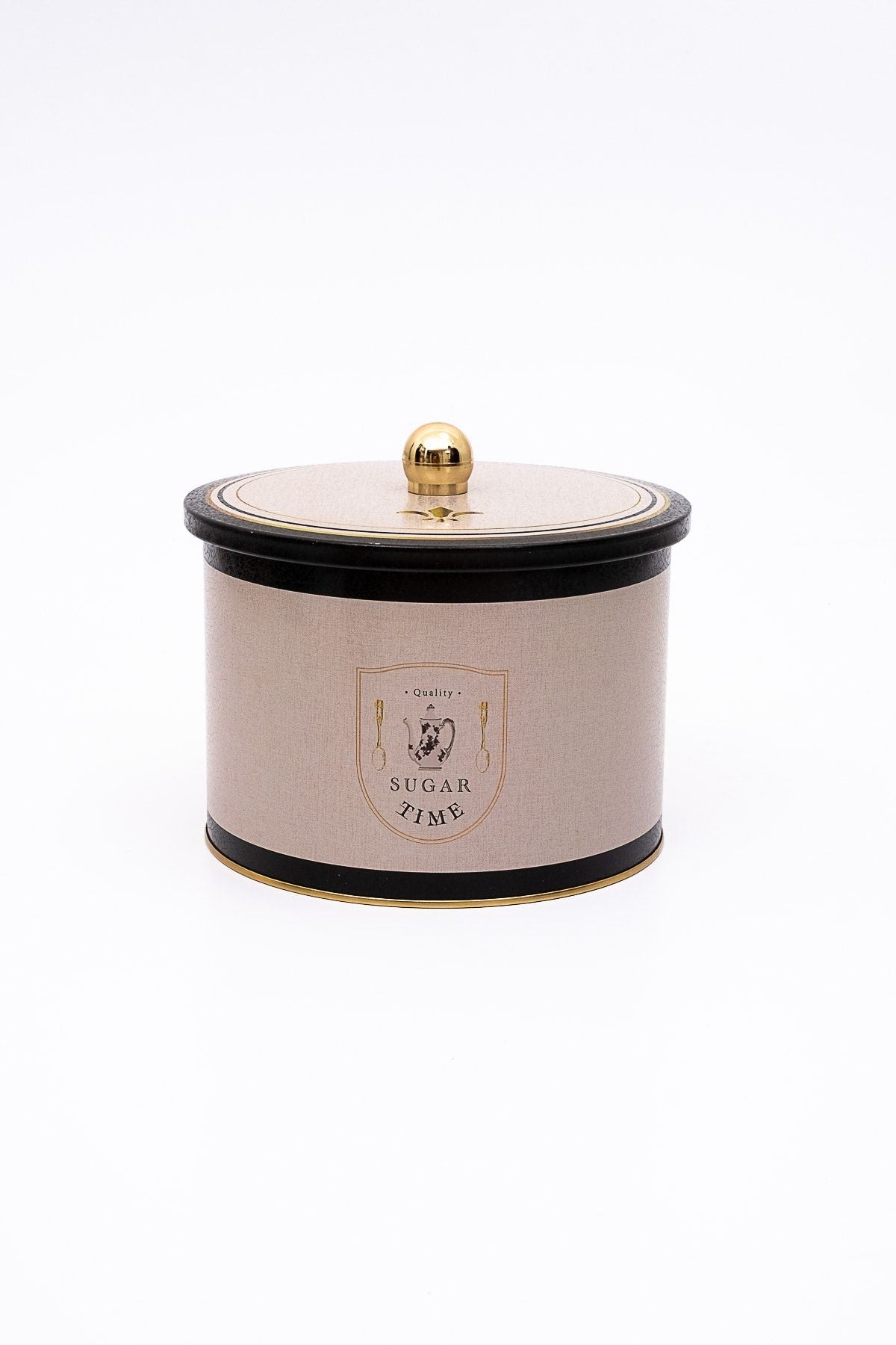 Azura Desenli Yuvarlak Metal Saklama Kabı 14 Cm, Erzak Kabı - Organizer 17,5 Cm X 13 Cm Er145-6f