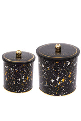 Terrazo Desenli Metal Saklama Kabı 2'li Set 2.1 Litre + 4.1 Litre Erb48u4