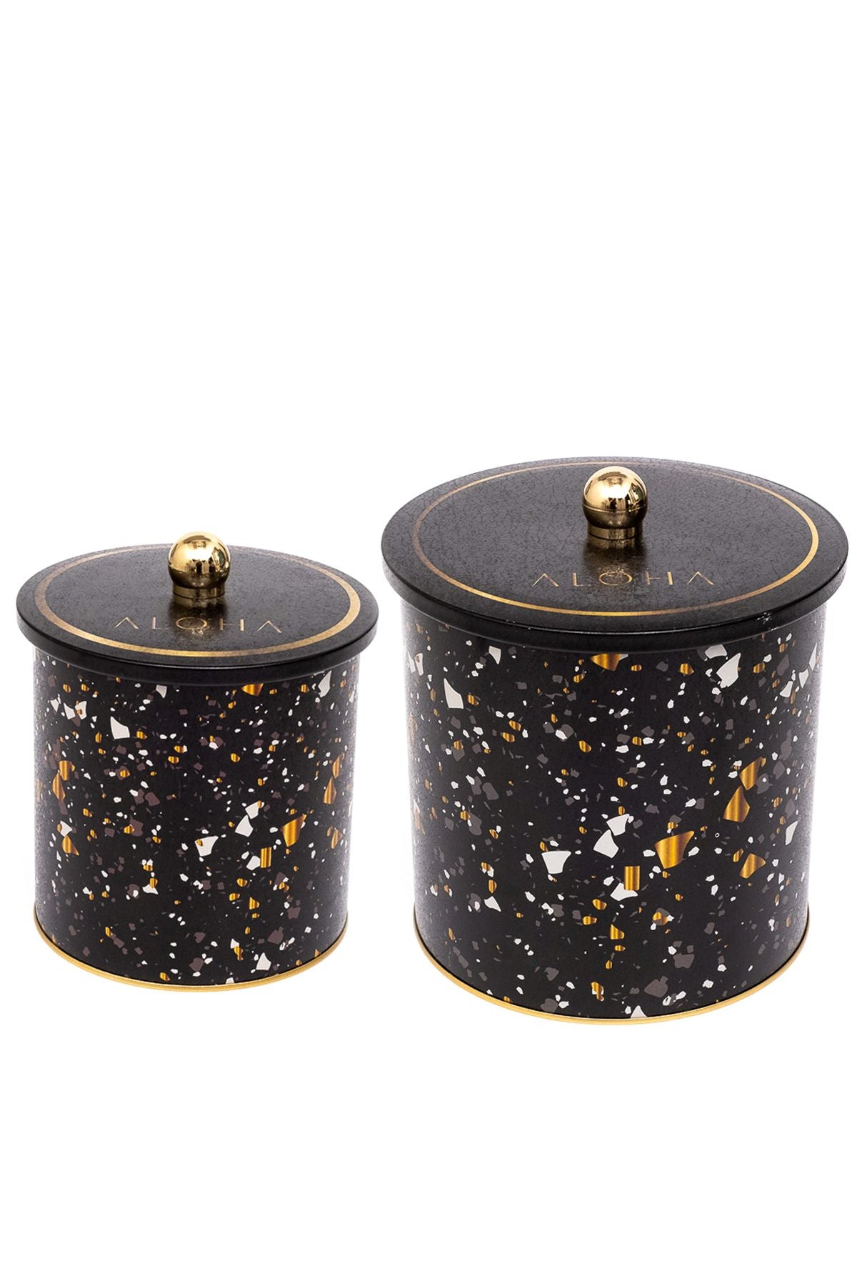 Terrazo Desenli Metal Saklama Kabı 2'li Set 2.1 Litre + 4.1 Litre Erb48u4