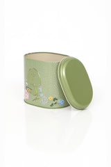 Ef004-d7 Blooming Green Desenli Oval Metal Saklama Kabı 11x15 Cm