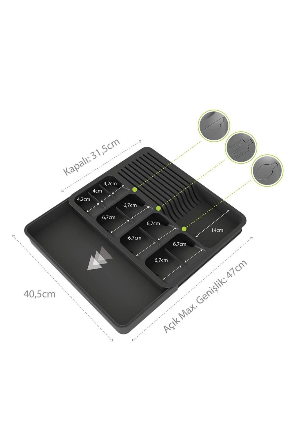 Genişleyebilir Kaşıklık & Bıçaklık Seti, Antrasit