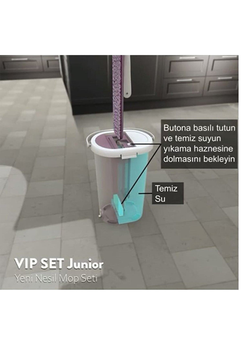 Vipset Kumsal Junior %100 Temiz Su Kirli Su Ayıran Temizlik Set