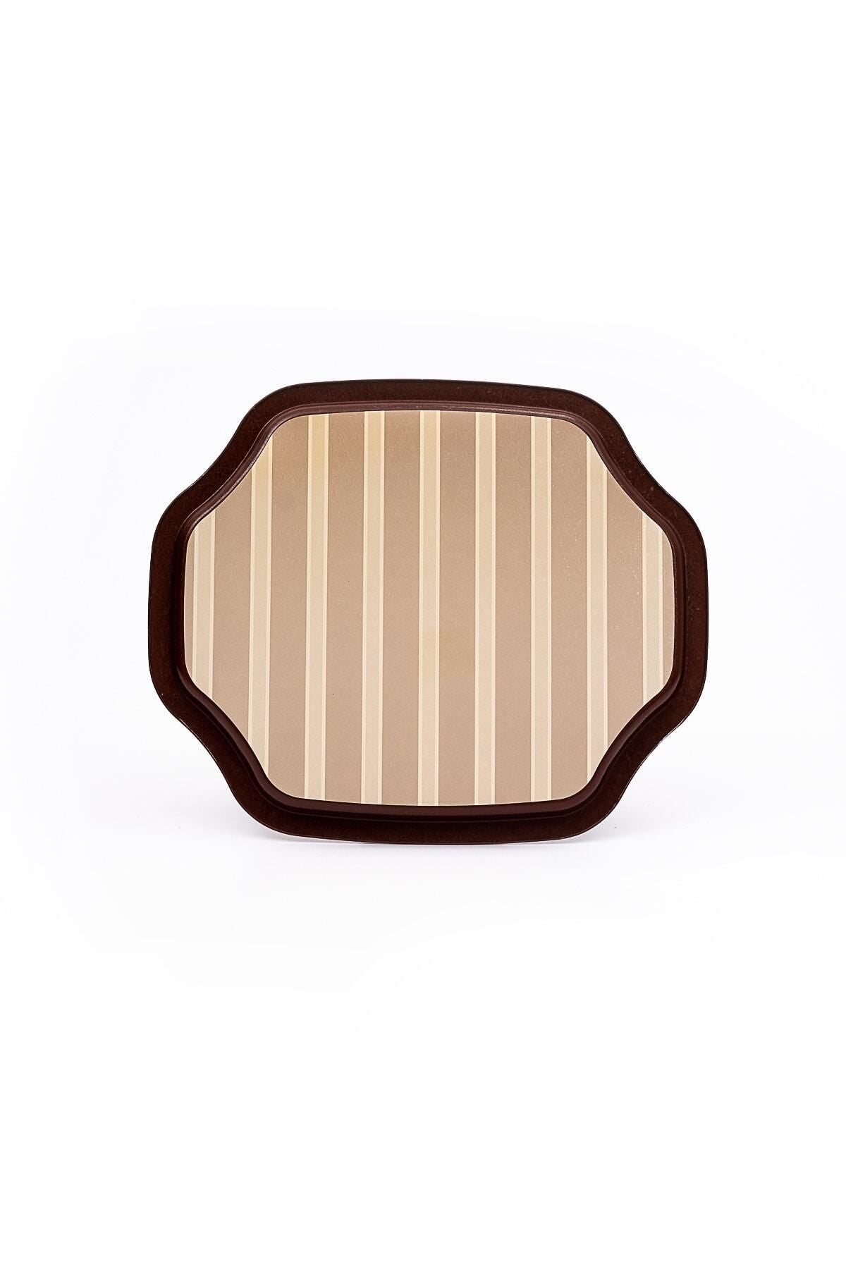 Ee166-8b Elegance Burgundy Desenli Özel Şekil Tepsi 28x33 Cm