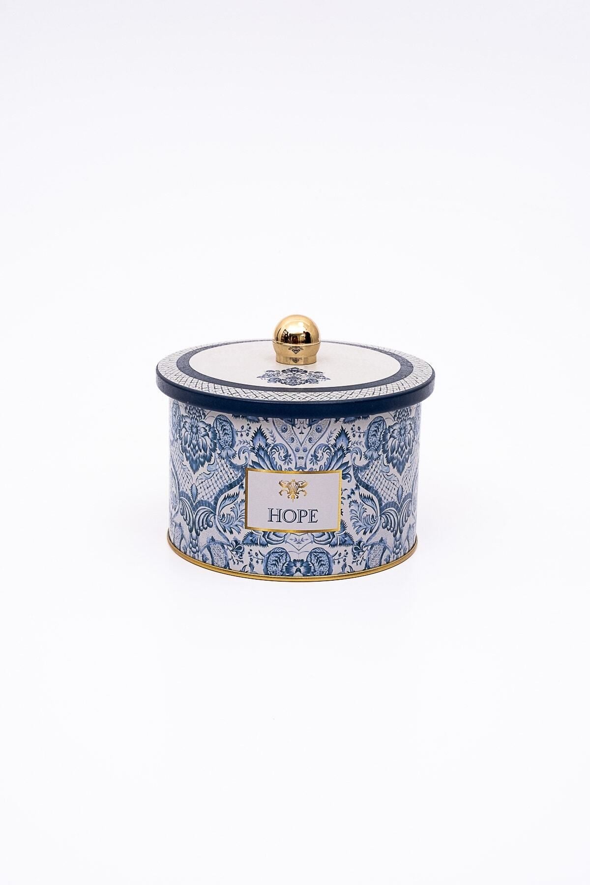 Metal Çok Amaçlı Dokulu Saklama Kabı, Dekoratif Saklama Kutusu 14 Cm, Azulejos Er141-6e