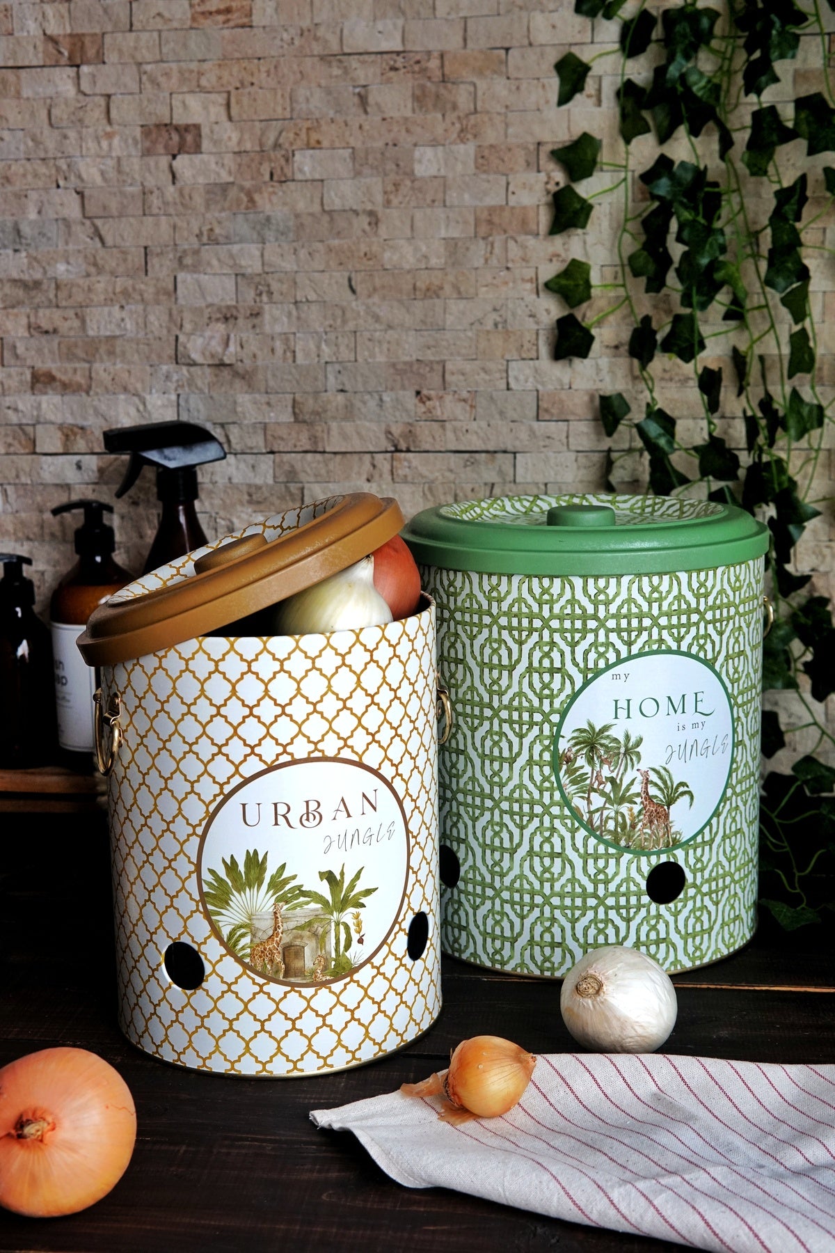 Metal Patates Soğan Kovası - Sebzelik - Patates Soğanlık Sepeti 2li Set