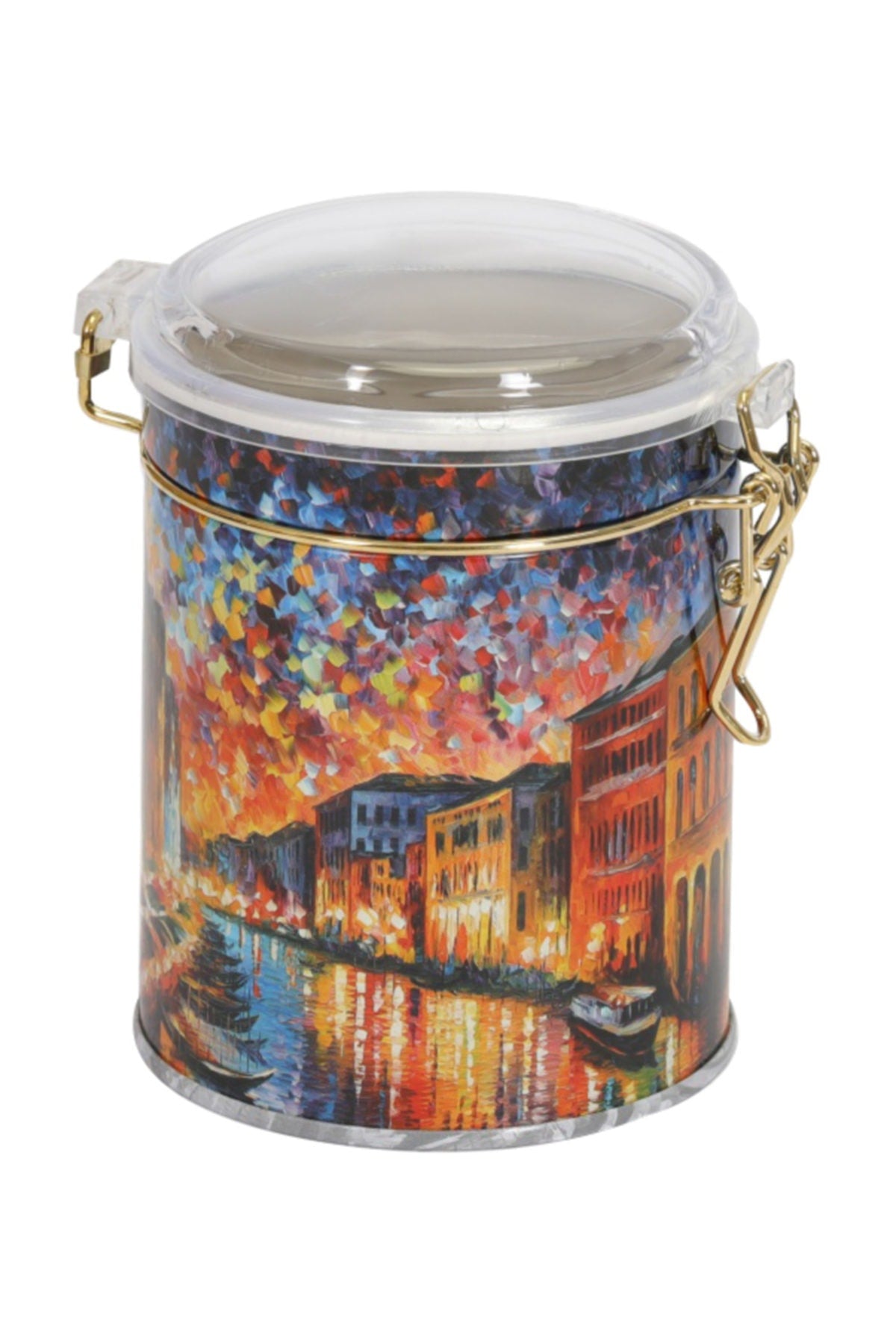 Evle Yuvarlak Kutu, Ø90x110 mm, Şeffaf Kilitli Kapak, 0,6 lt, Afremov River