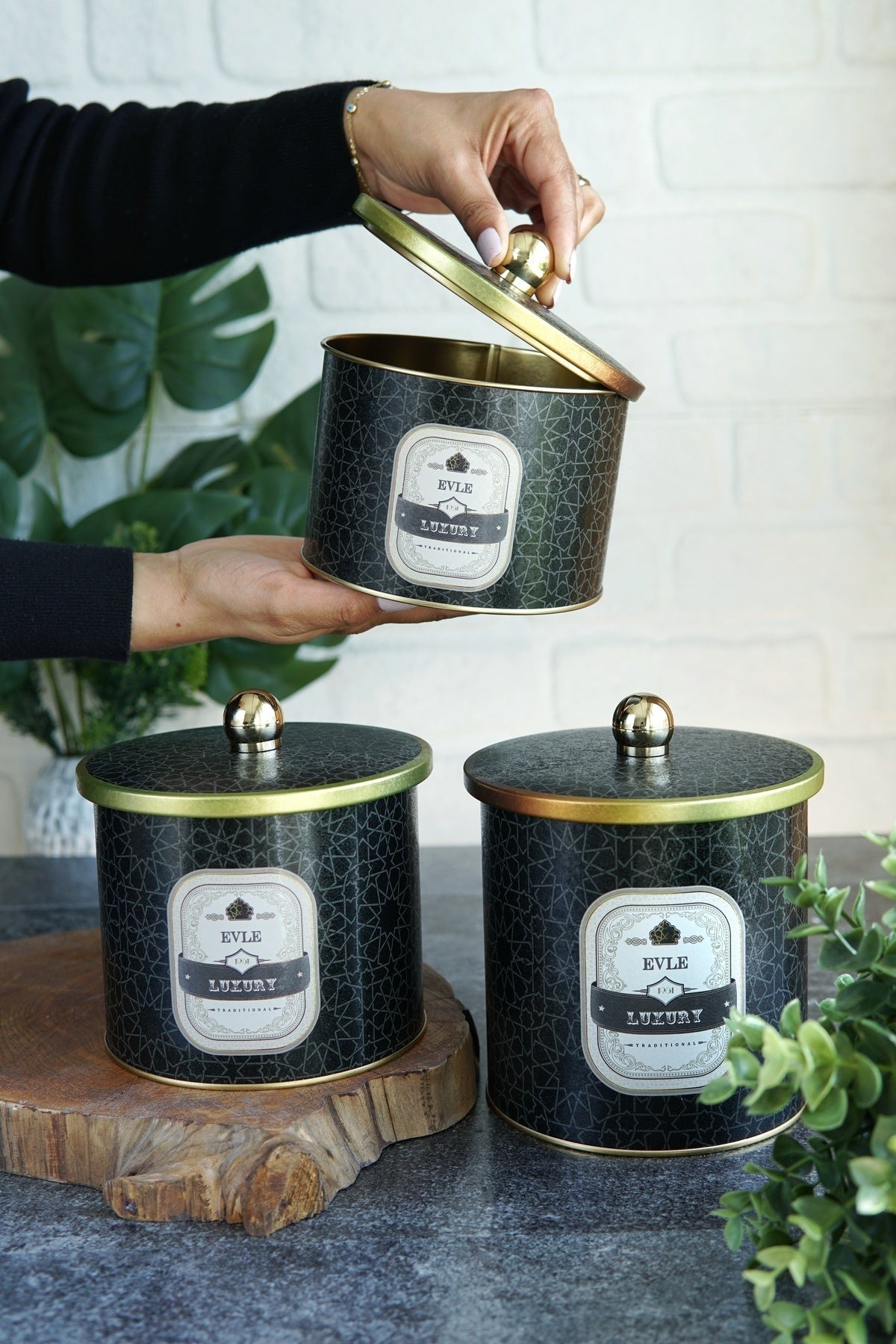 Yuvarlak Kutu Ø140, Topuz Kulp, 3 lü Set