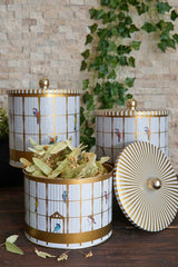 Bird Cage Desenli Metal Saklama Kabı Seti - 3'lü Set (2,9 Lt - 3,5 Lt - 4,1 Lt) ERB31T7