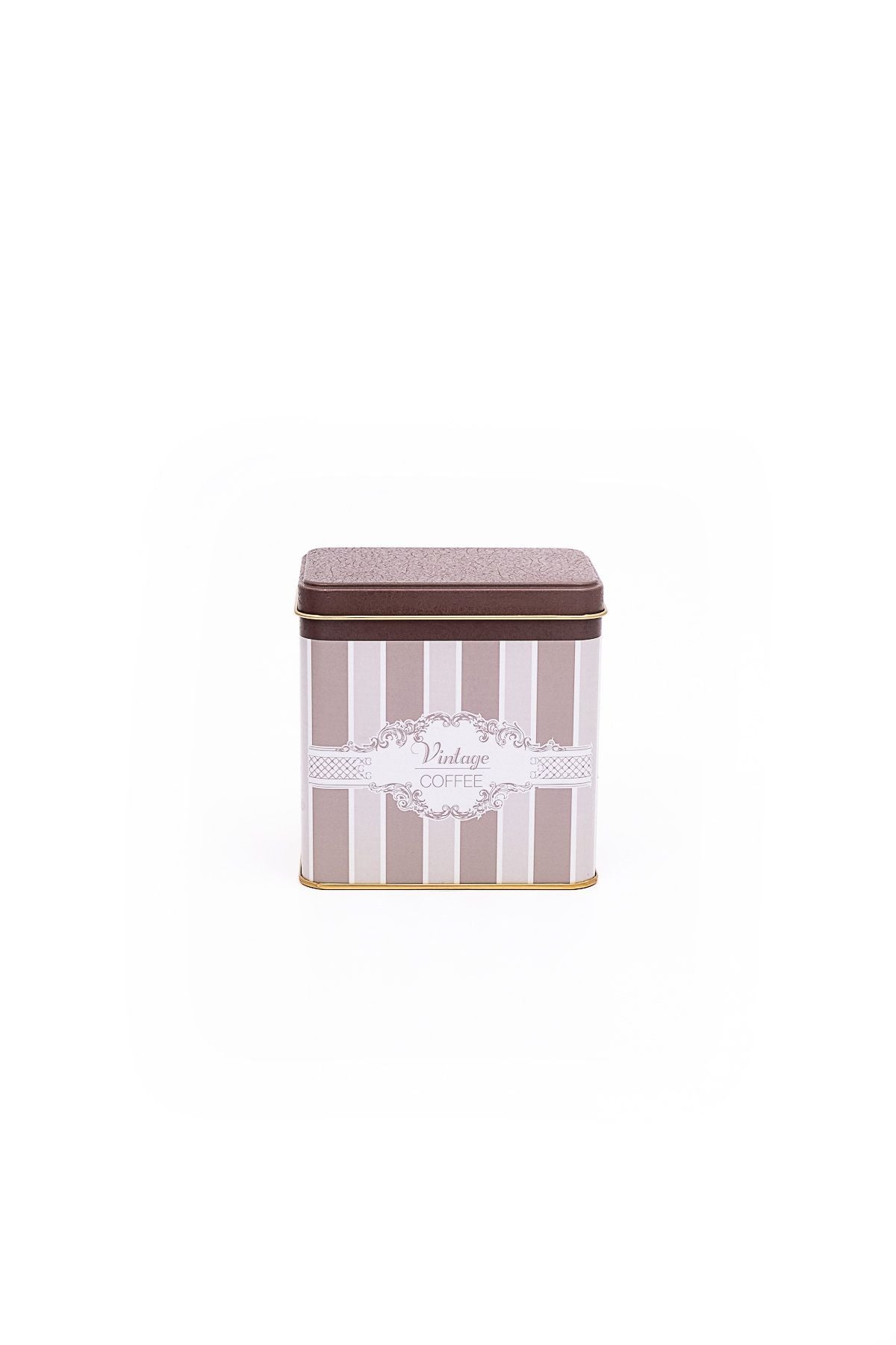 Er205-7a Elegance Coffee Desenli Kare Metal Saklama Kabı 8 X 12 Cm