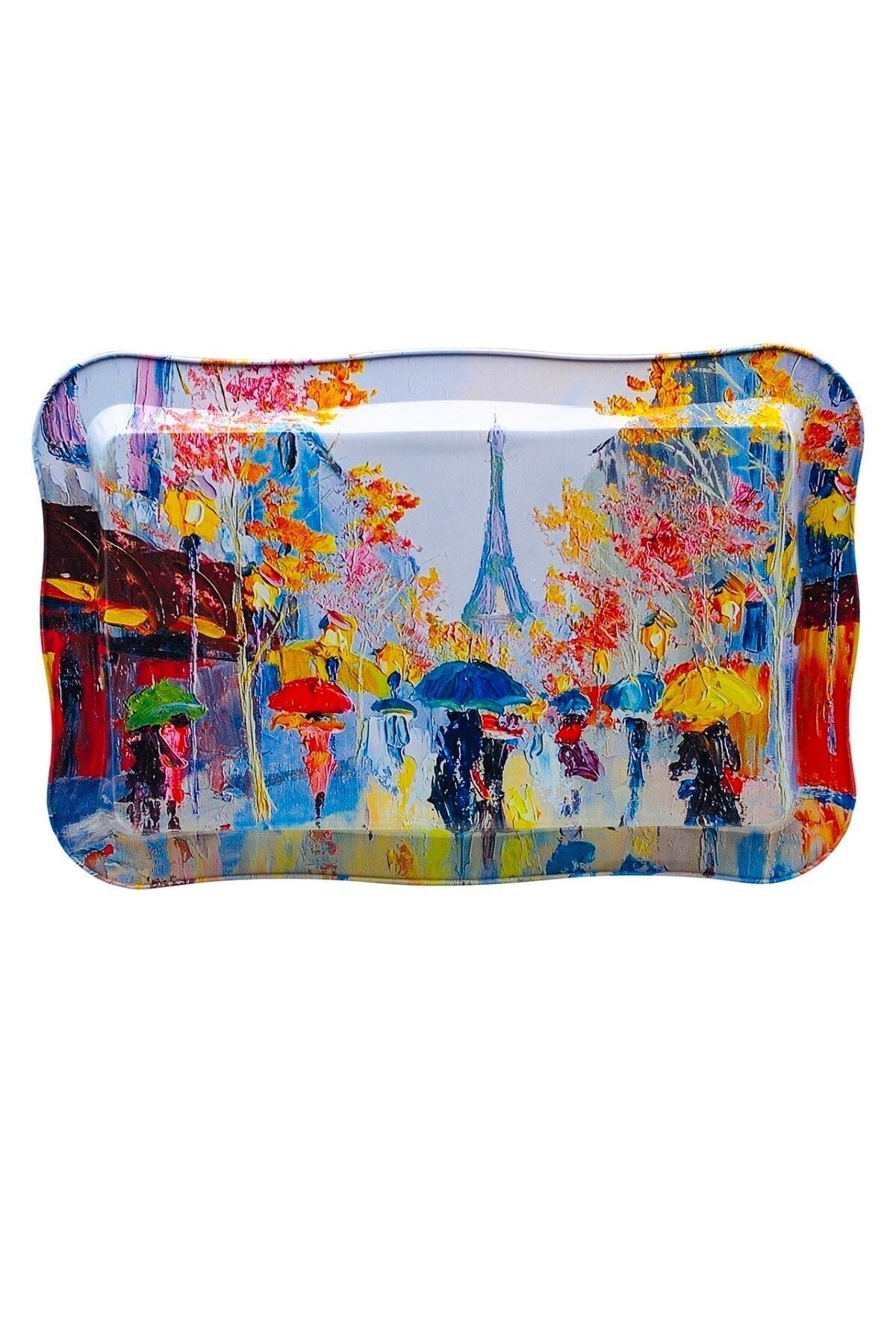 Ef165-q2 Rain Paris Desenli Dikdörtgen Tepsi 24x36 Cm