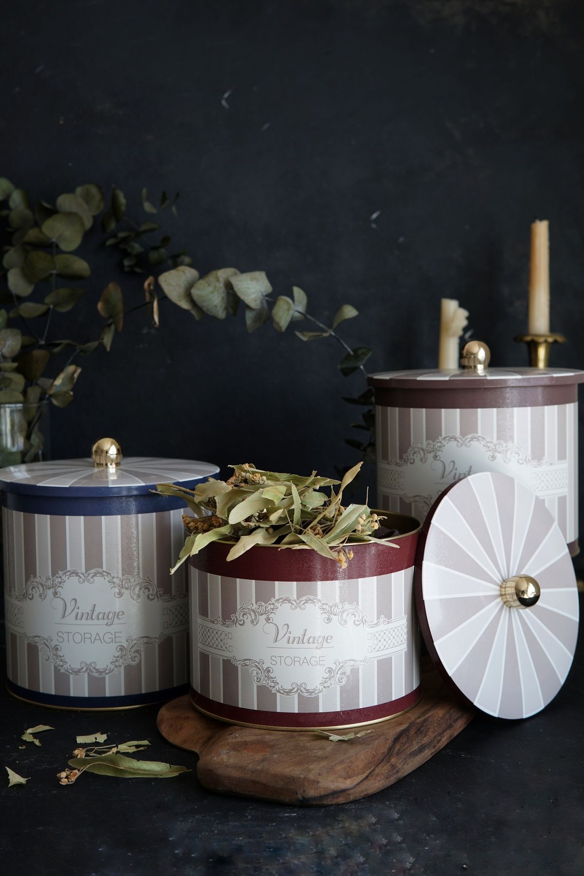 Elegance Desenli Metal Saklama Kabı Seti - 3'lü Set (2,9 Lt - 3,5 Lt - 4,1 Lt) ERB31V5