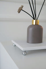 Evle Beyaz Mermer Dikdörtgen Sunum Tepsisi 30x15 cm