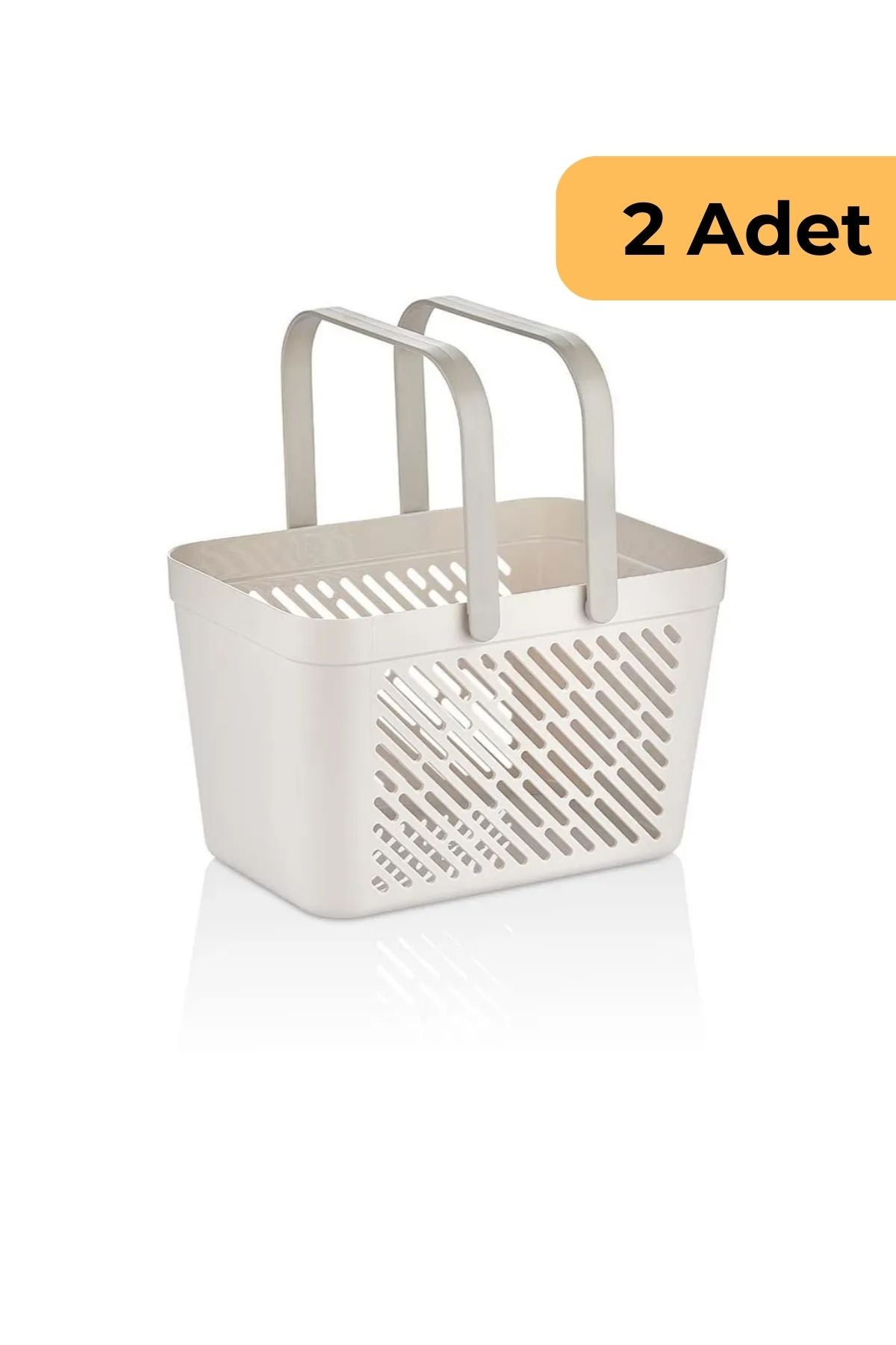 Çift Kulplu Çok Amaçlı Sepet, 2'li Set, Beyaz