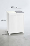 Evle 2 Bölmeli Tekerlekli 50 + 50 litre Kapaklı Çamaşır Sepeti, Kirli Sepeti / Gri