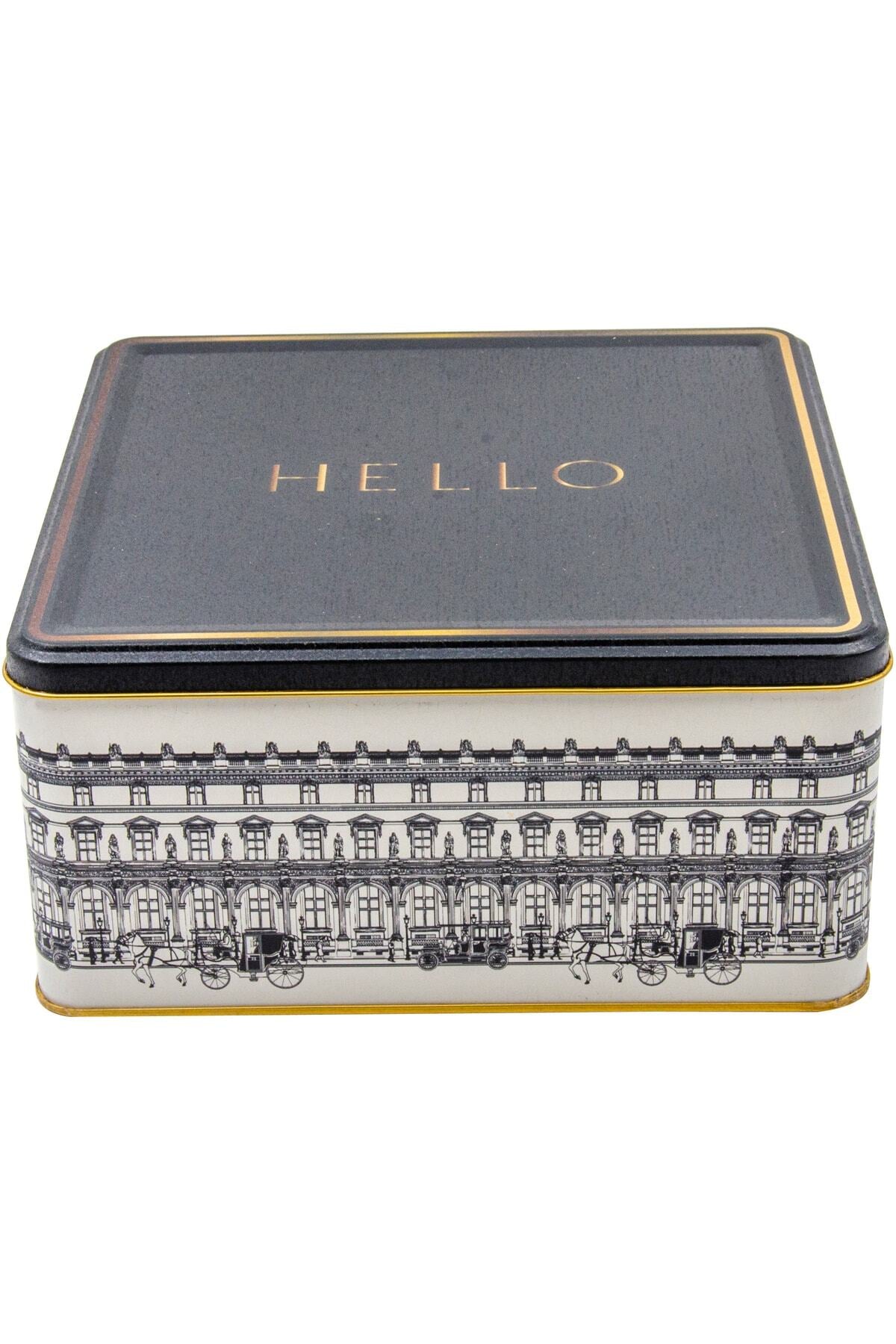 Evle Er029-2e Botanica Yellow Desenli Kare Metal Saklama Kabı 24x24 Cm